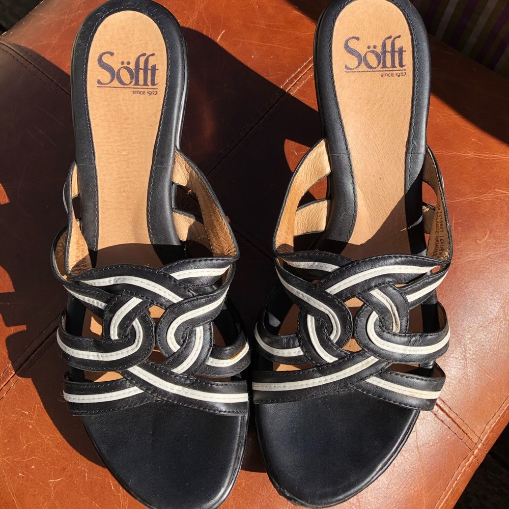 Sofft comfort brand all leather black/white heel
